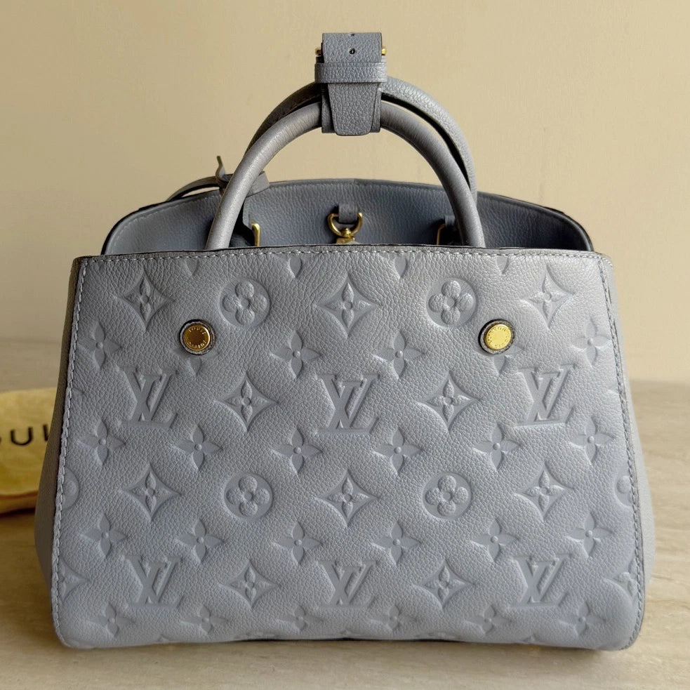 Louis Vuitton Montaigne BB Calfskin Monogram Empreinte Blue Handbag Crossbody