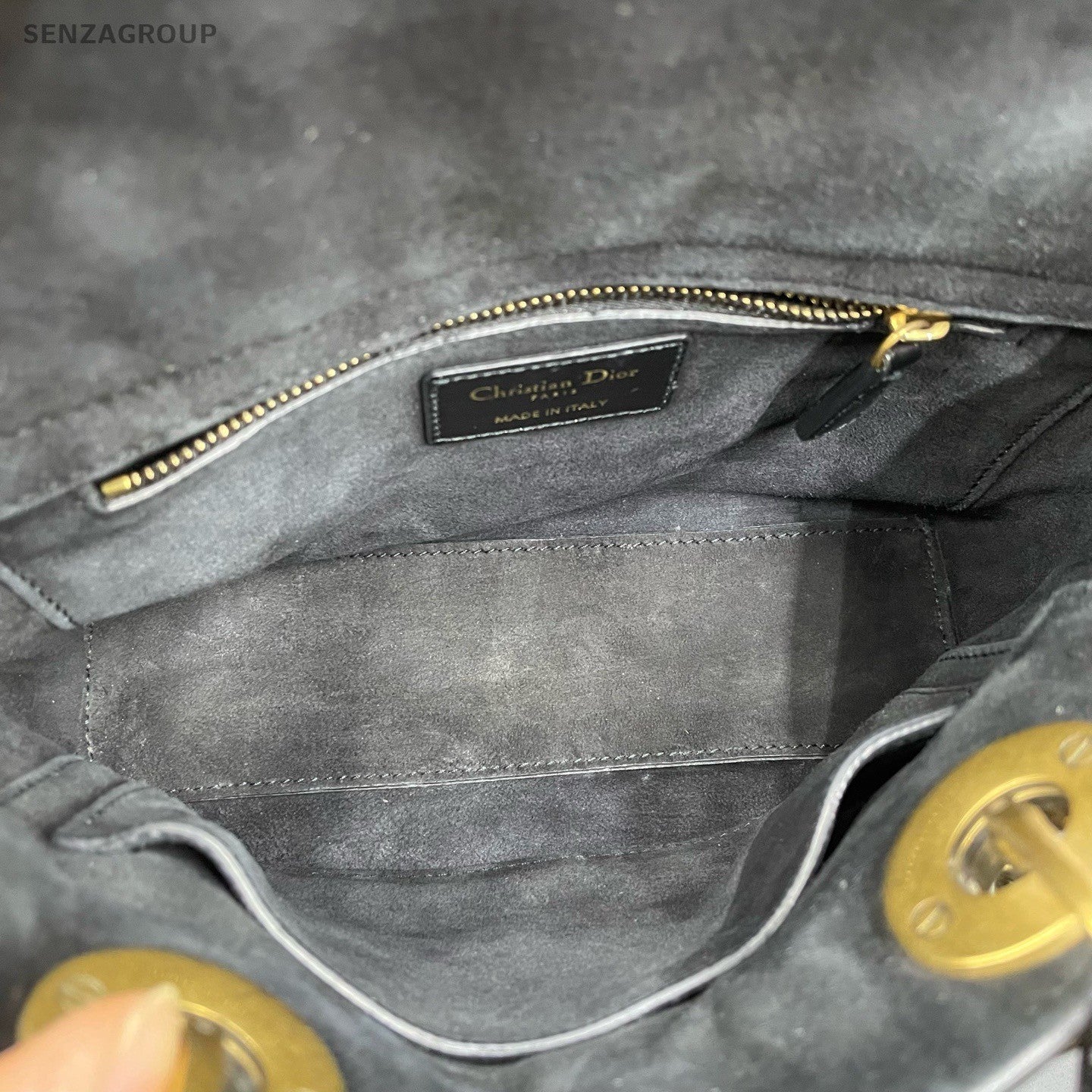 Christian Dior Lady Dior Cannage Top Handle Bag Crossbody Black Gold Women