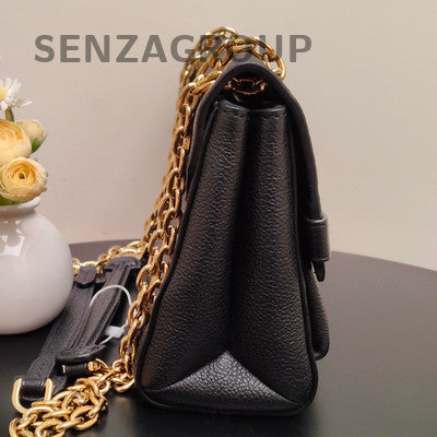 Louis Vuitton Monogram Chain Shoulder Crossbody Bag Black Gold Women's Classic