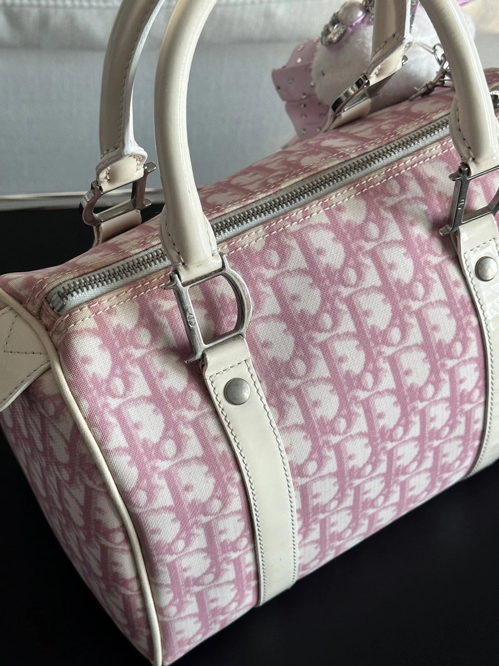 Christian Dior Monogram Tote Top Handle Shoulder Bag Pink Women Fashion
