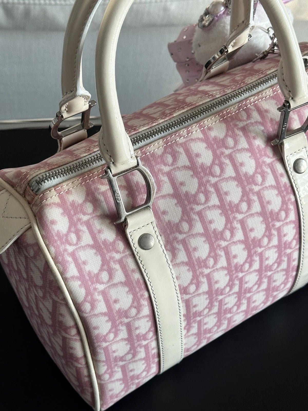 Christian Dior Monogram Tote Top Handle Shoulder Bag Pink Women Fashion