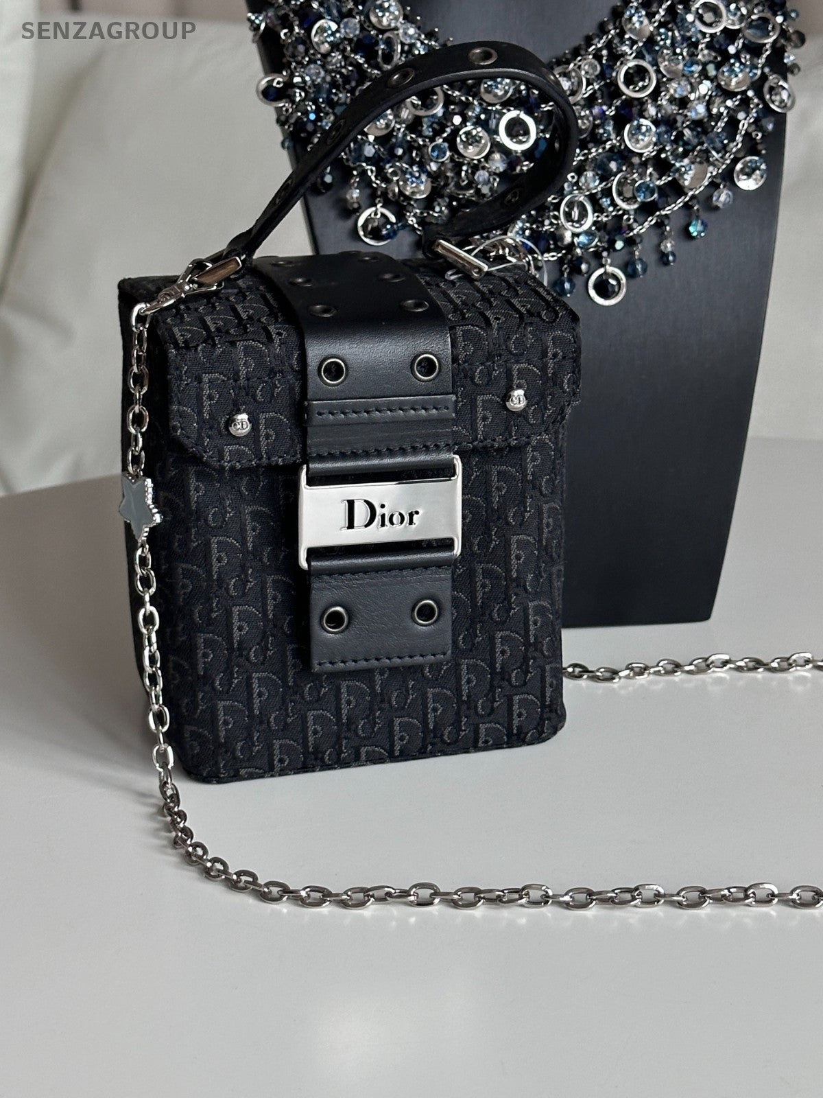 Christian Dior Punk Top Handle box Monogram Chain Shoulder Handbag Canvas