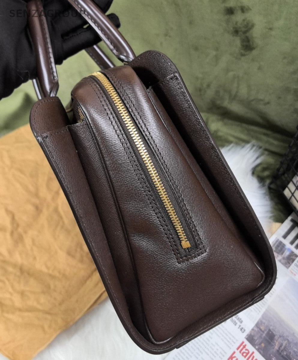 Louis Vuitton Damier Ebene Top Handle Shoulder Bag Brown