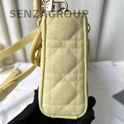 Dior Lady D-Joy Medium Yellow Cannage Handbag Shoulder Bag