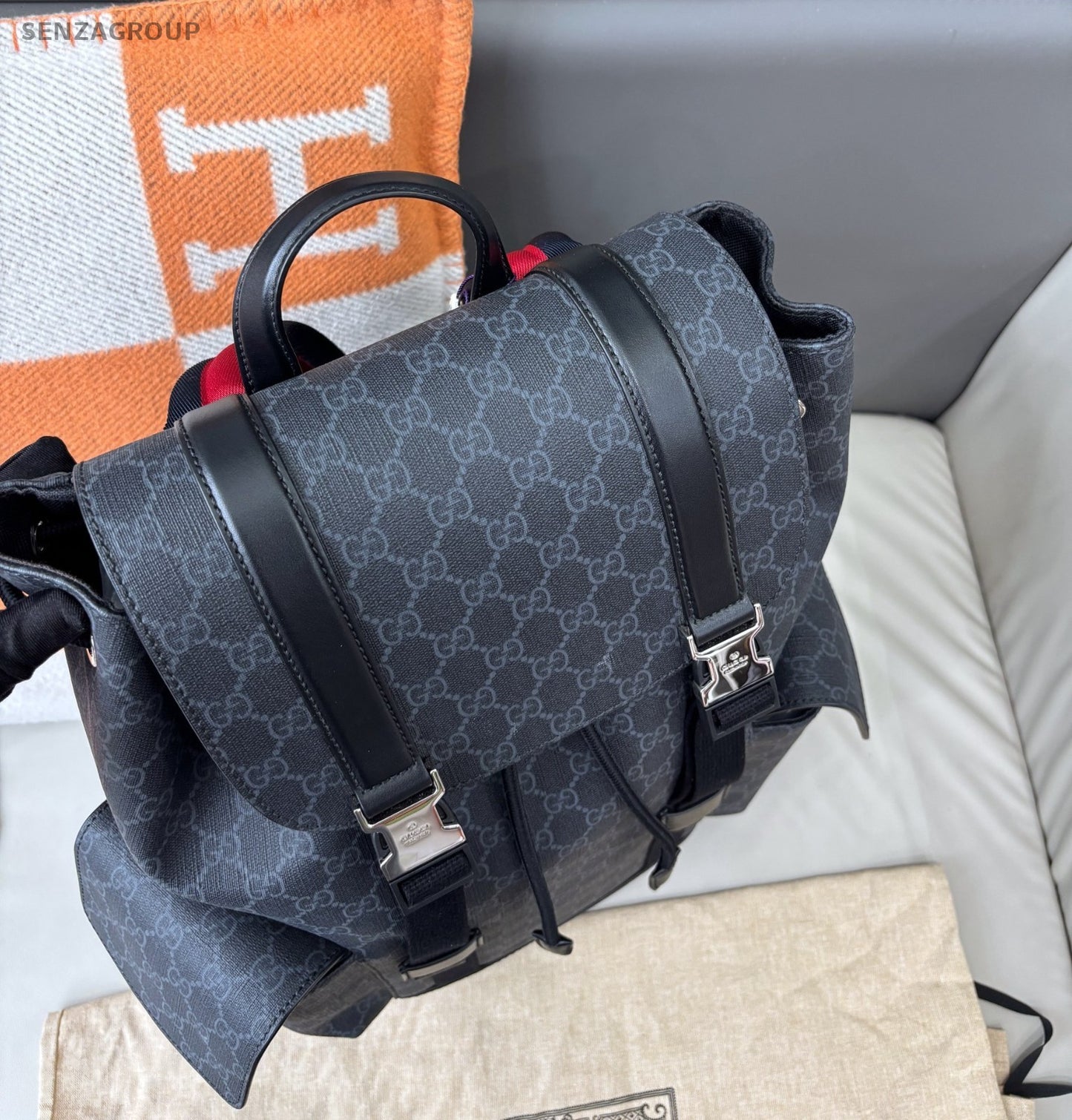 GUCCI Backpack Black Monogram Top Handle Shoulder bag