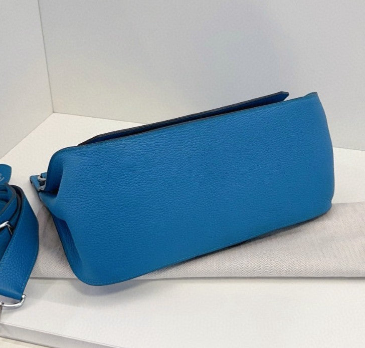 Hermes Jypsiere 2Way Shoulder Bag Crossbody Blue Silver Unisex Adults Classic