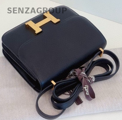 Hermes Constance Mini Black Gold Shoulder Bag Crossbody Women Classic Fashion