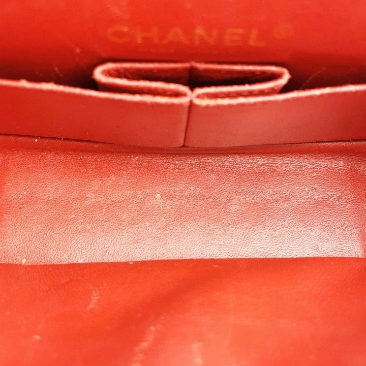 Chanel 2.55 Medium V Pattern Red Leather Shoulder Bag For Women