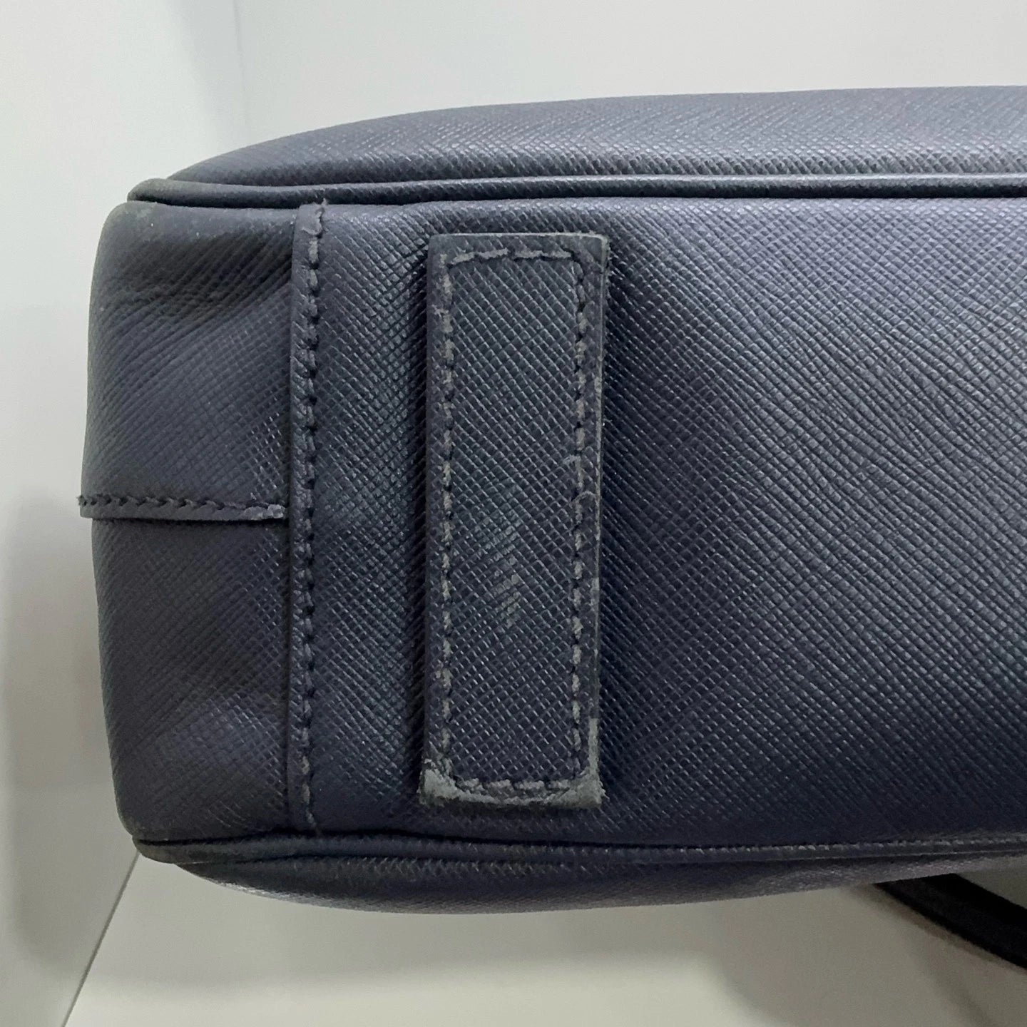 PRADA Navy Blue Leather Handbag Laptop Briefcase For Women