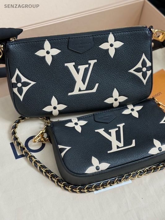 Louis Vuitton Pochette Accessoires Monogram Shoulder bag Chain Black Leather