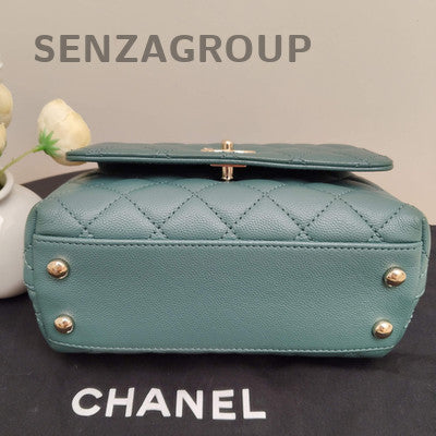 Chanel Coco Handle Mini Green Gold Chain Shoulder Bag Classic Women