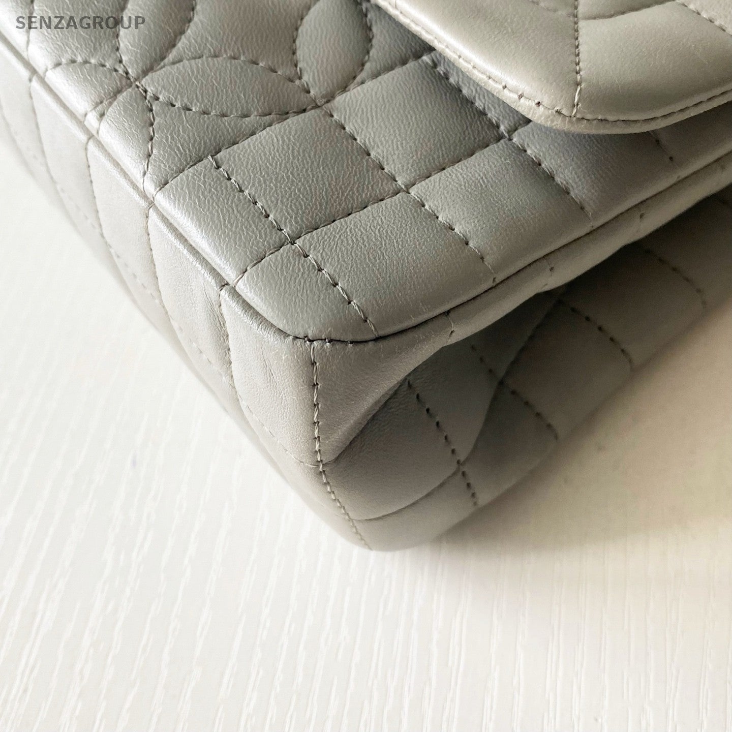 Chanel Classic Flap Four-leaf Clover Series Chain Shoulder bag Gray Silver