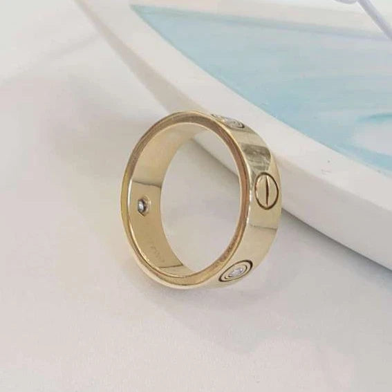 Cartier Love Classic Ring 3Point Diamonds 18k Yellow Gold EU52/US6 5.5mm