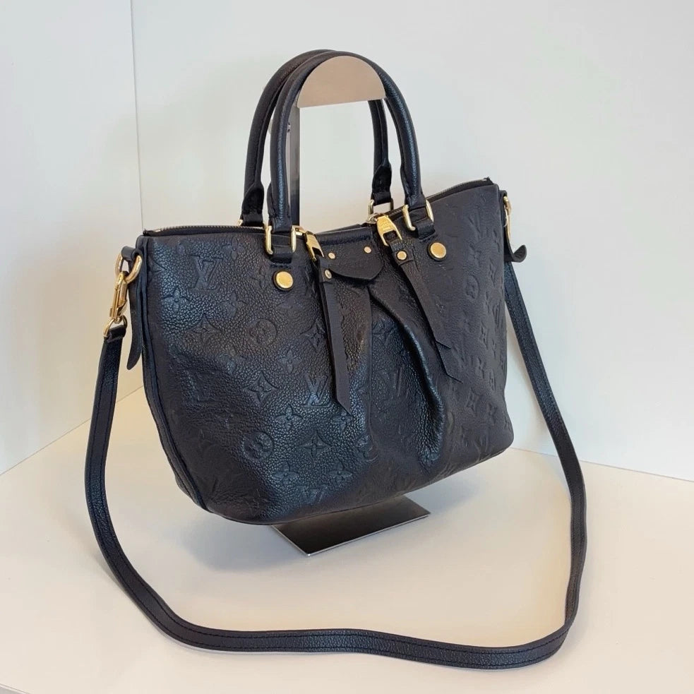 Louis Vuitton Mazarine Monogram Empreinte Tote Top Handle Shoulder Bag Black GHW