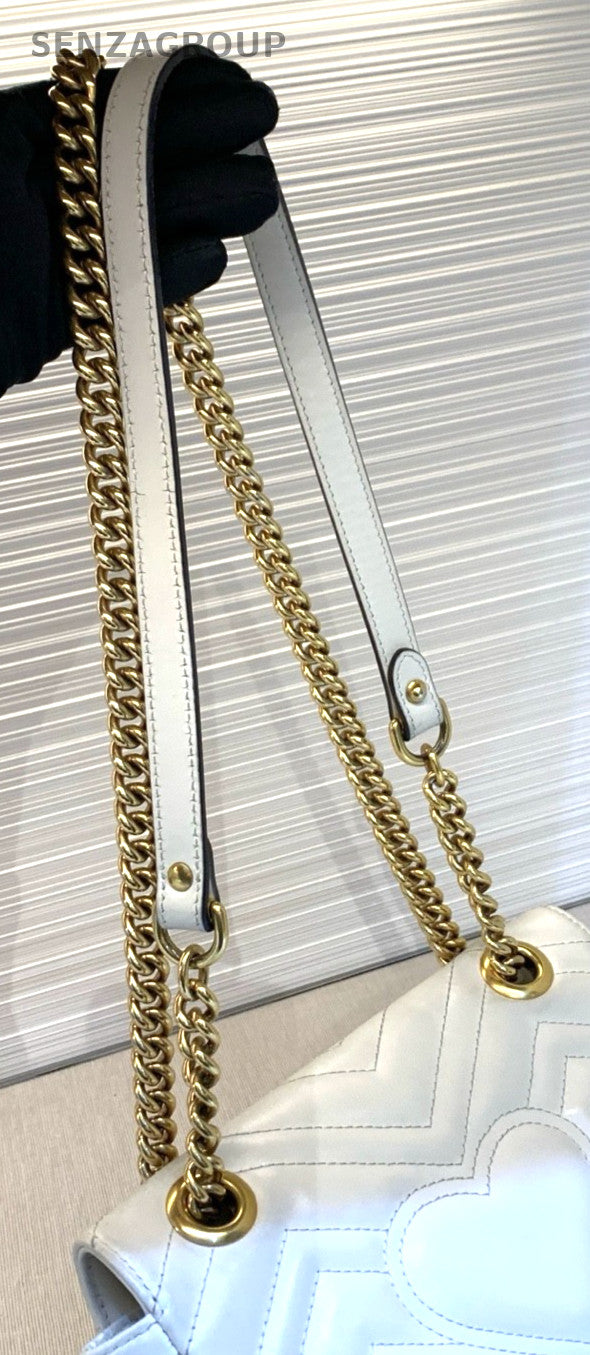 GUCCI GG Marmont 22 Chain Shoulder bag Crossbody Women White Gold