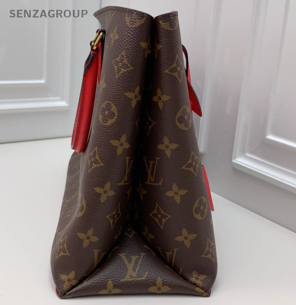 Louis Vuitton Flower Tote Monogram Handbag Shoulder Bag Brown Red Women Classic