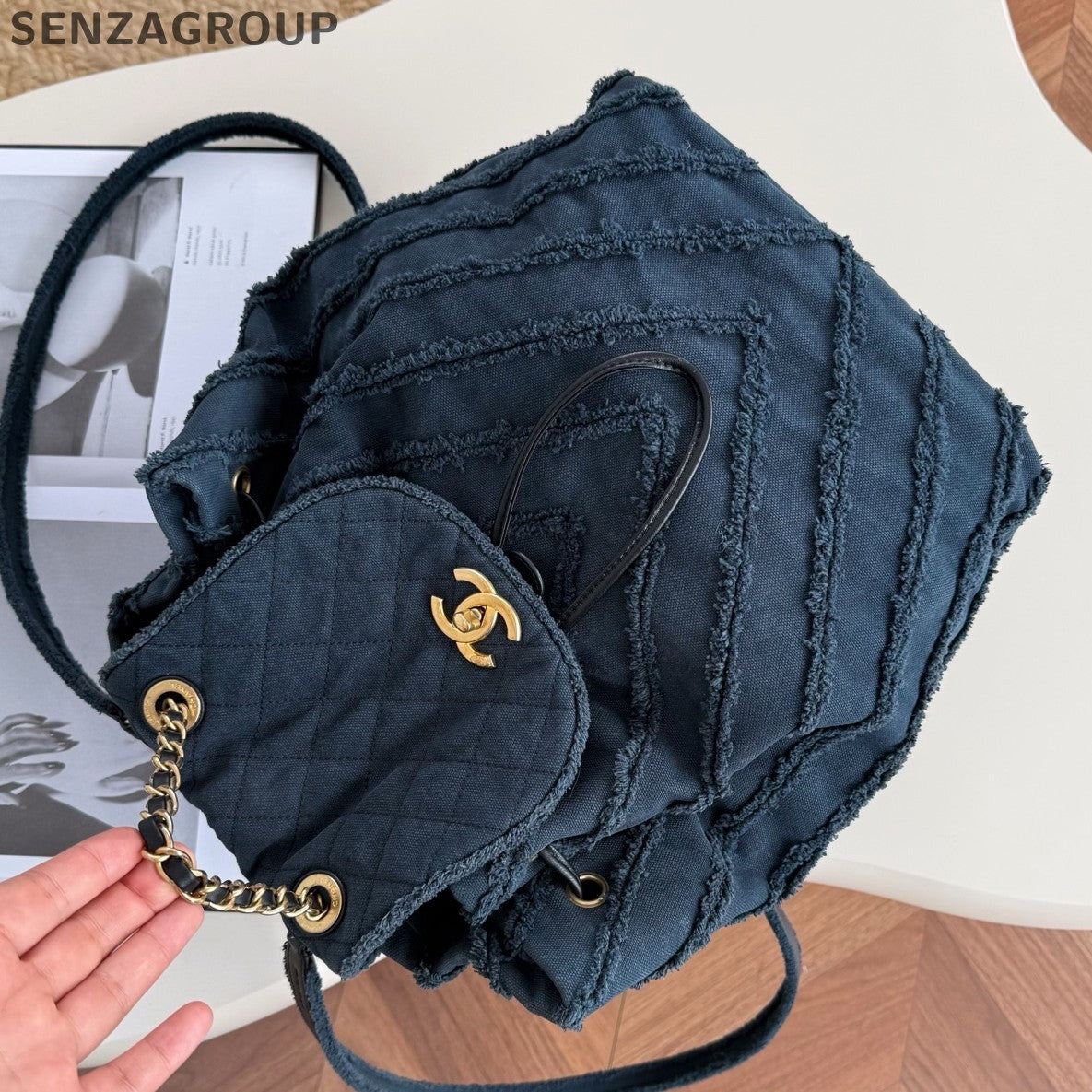 Chanel Cuba Diamond Blue Denim Backpack Women Classic