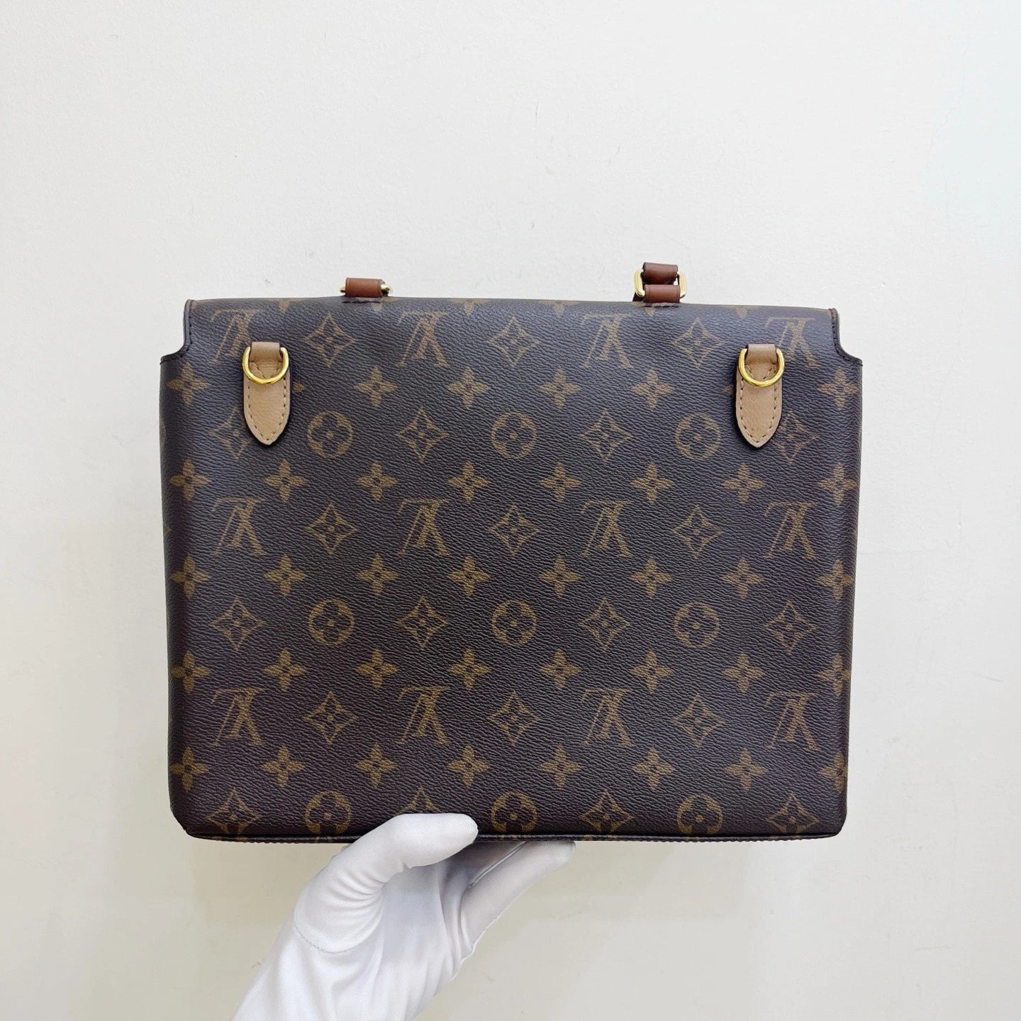 Louis Vuitton Marignan Monogram Top Handle Crossbody Bag Brown Gold Women