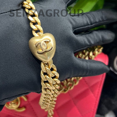 Chanel 24P WOC Pink Gold Quilted Chain Crossbody Bag Women's Fashion