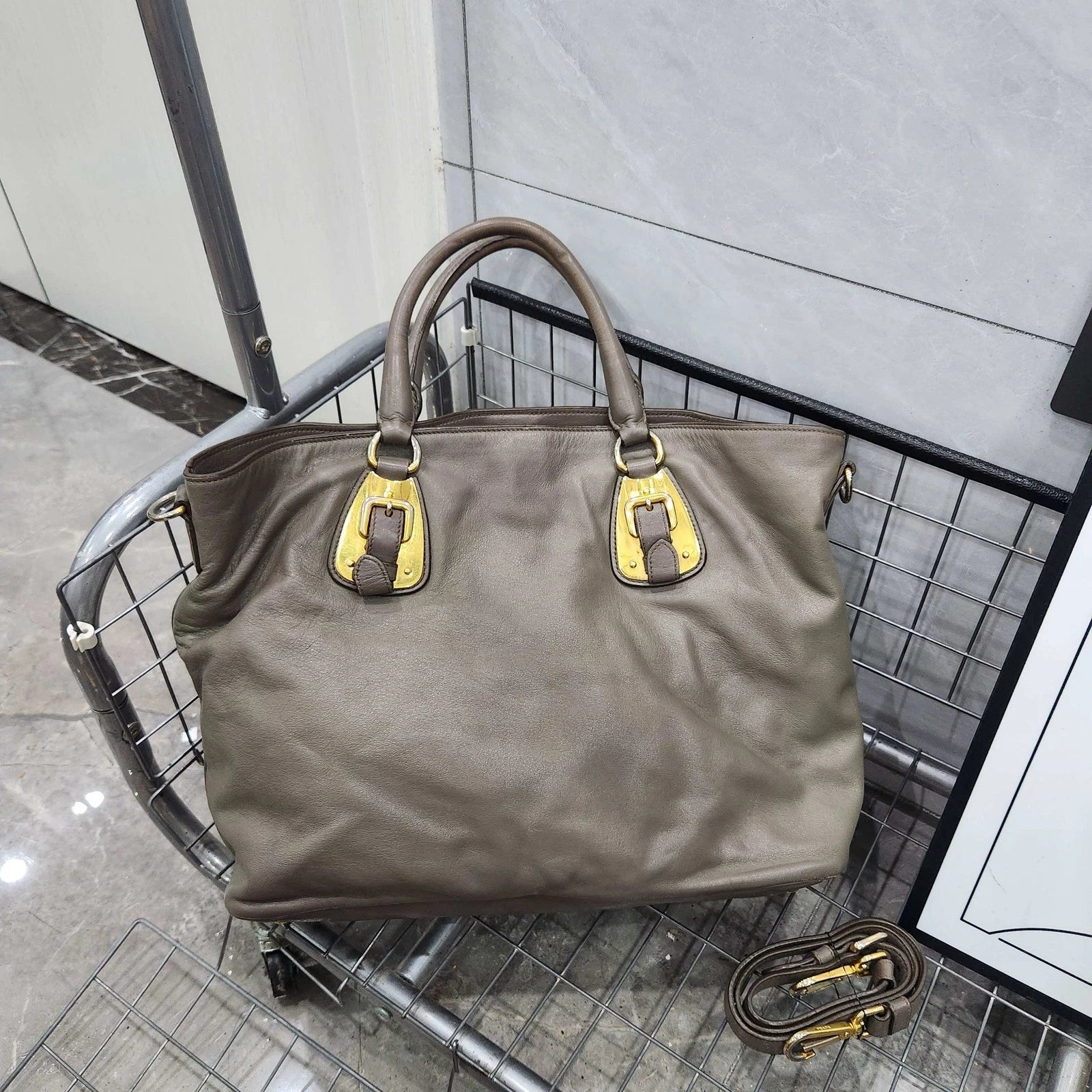 Prada Gray Tote Handbag Shoulder Crossbody Women