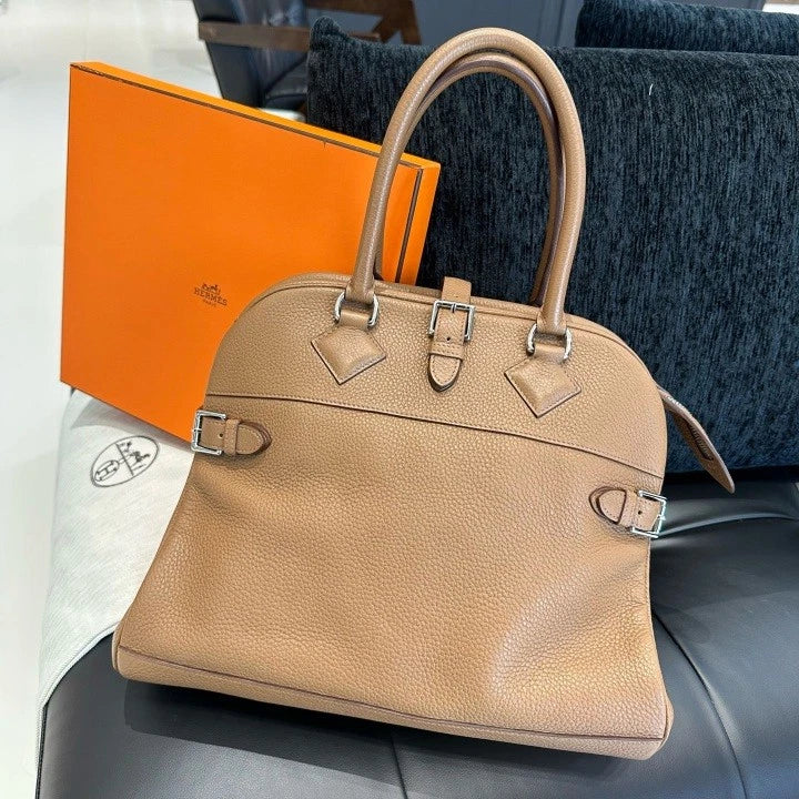 Hermes Atlas35 Togo Top Handle Bag Brown Silver Used Women Classic D