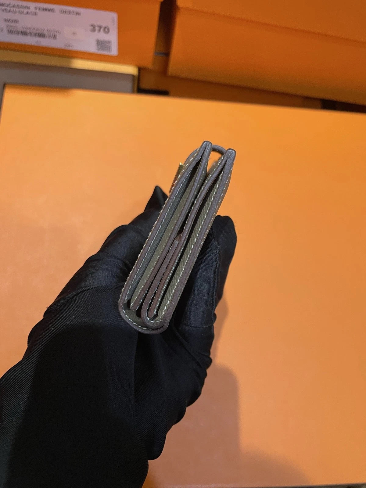 Authentic Hermes Wallet Epsom Clutch Grey Gold Hardware