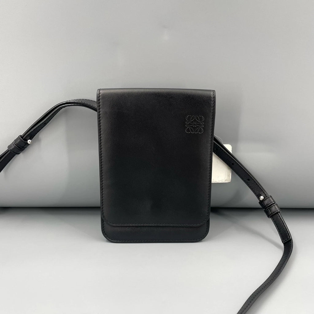 Loewe Black Leather Crossbody Phone Bag For Women