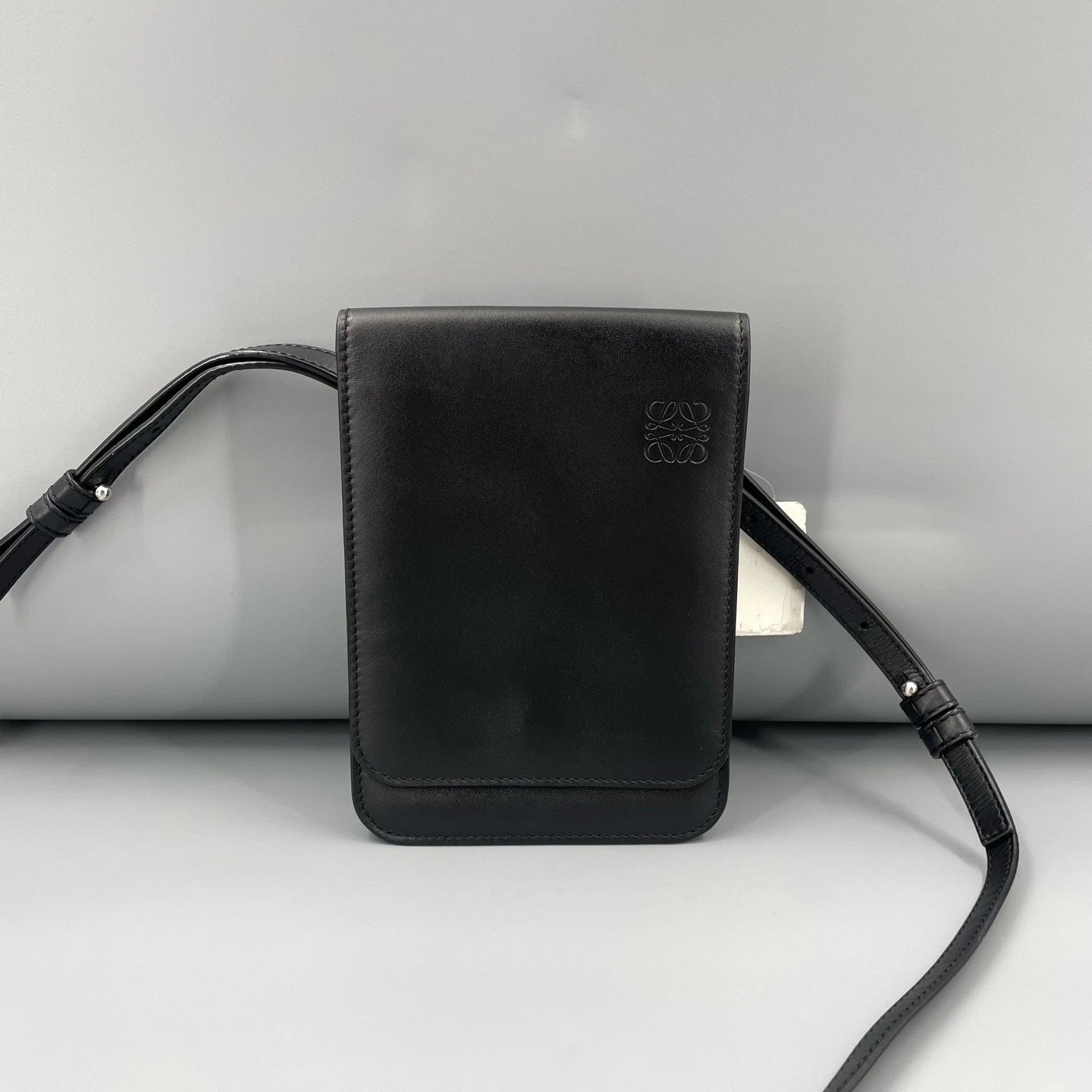 Loewe Black Leather Crossbody Phone Bag For Women