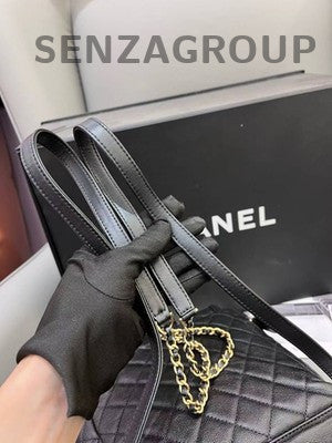 Chanel Vanity Case Black Gold Small Backpack Quilted Women's Fashion