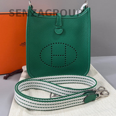 Hermès Evelyne Mini Bag Green Silver Hardware Women's Fashion Shoulder Crossbody