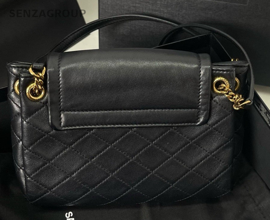 Saint Laurent Nolita 2Way Chain Shoulder Bag Crossbody Black Gold Women Classic