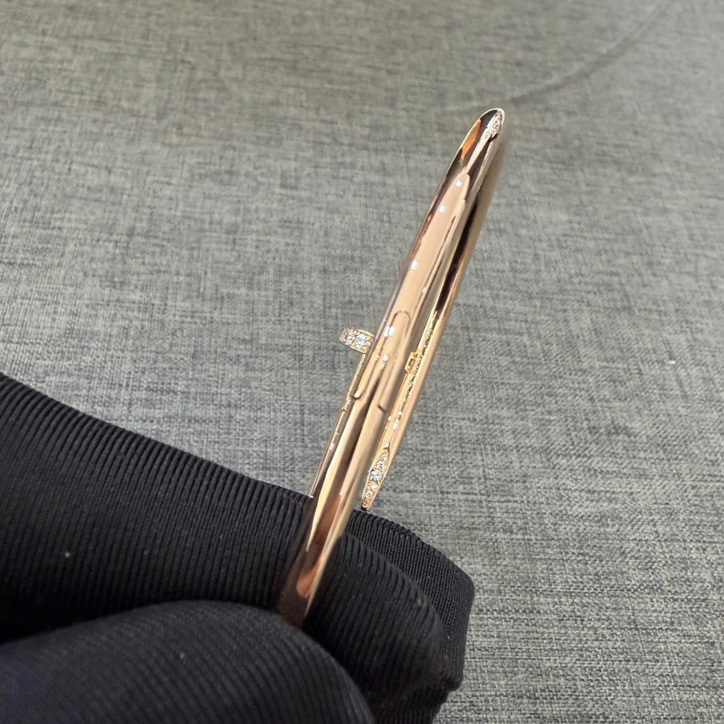 Cartier Juste Un Clou 18k Rose Gold Wide Bangle Bracelet Diamonds Size18