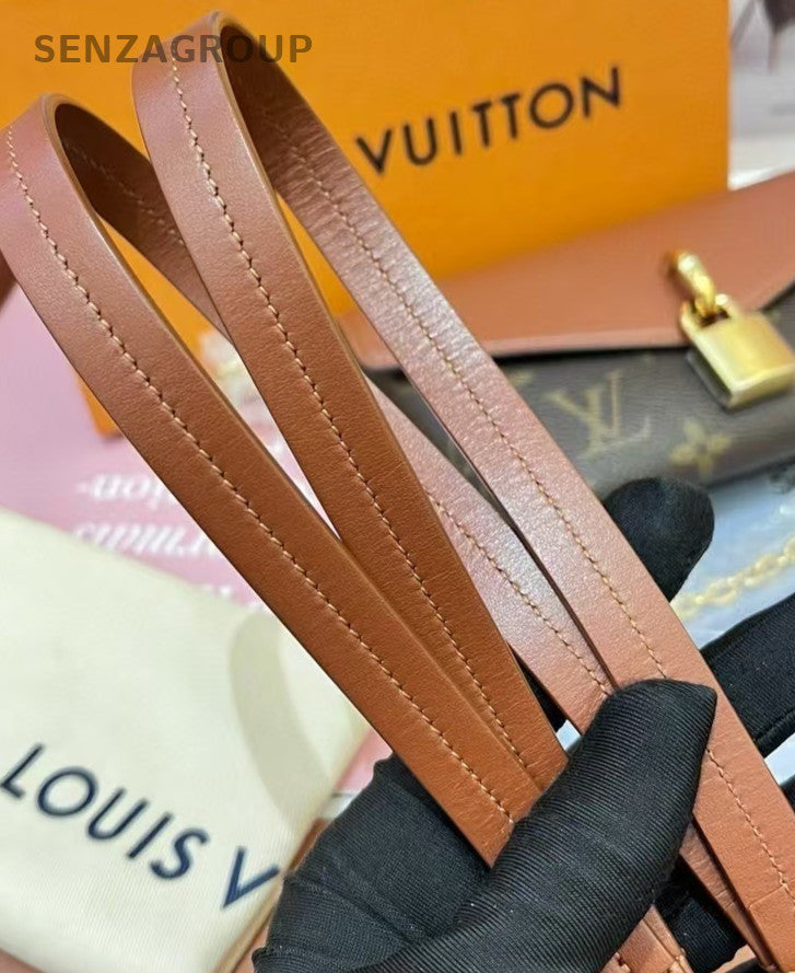 Louis Vuitton Padlock On Strap Monogram Chain Shoulder Bag Crossbody Brown Women