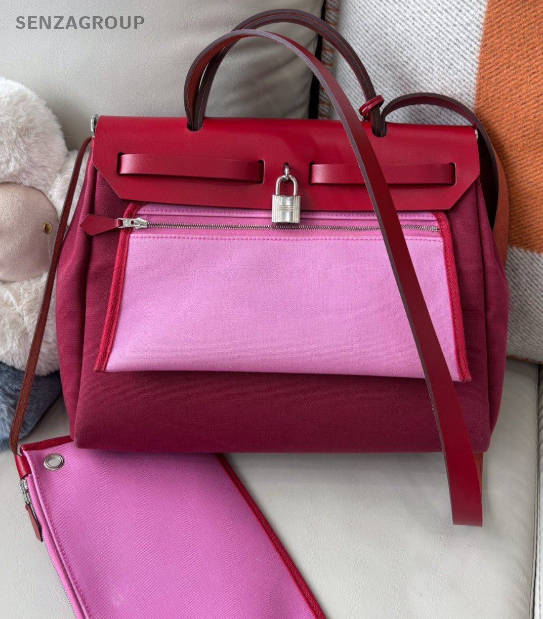 Hermes herbag31 Top Handle Shoulder Crossbody Bag Red Women