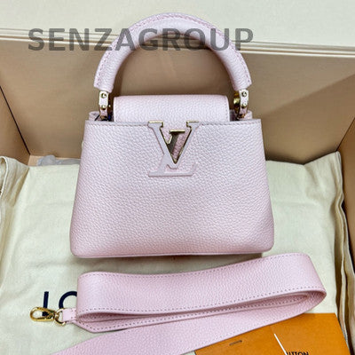 Louis Vuitton Capucines Mini Leather Handbag Shoulder Bag Pink Gold