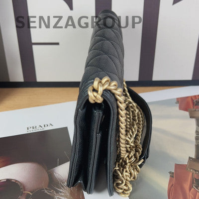 Chanel Black Gold Le Boy WOC Chain Shoulder Crossbody Bag