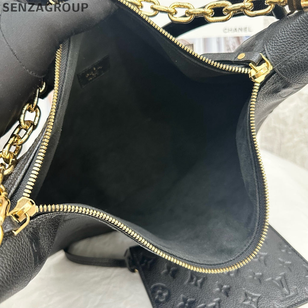 Louis Vuitton Loop Hobo Leather Chain Shoulder Bag Black Gold