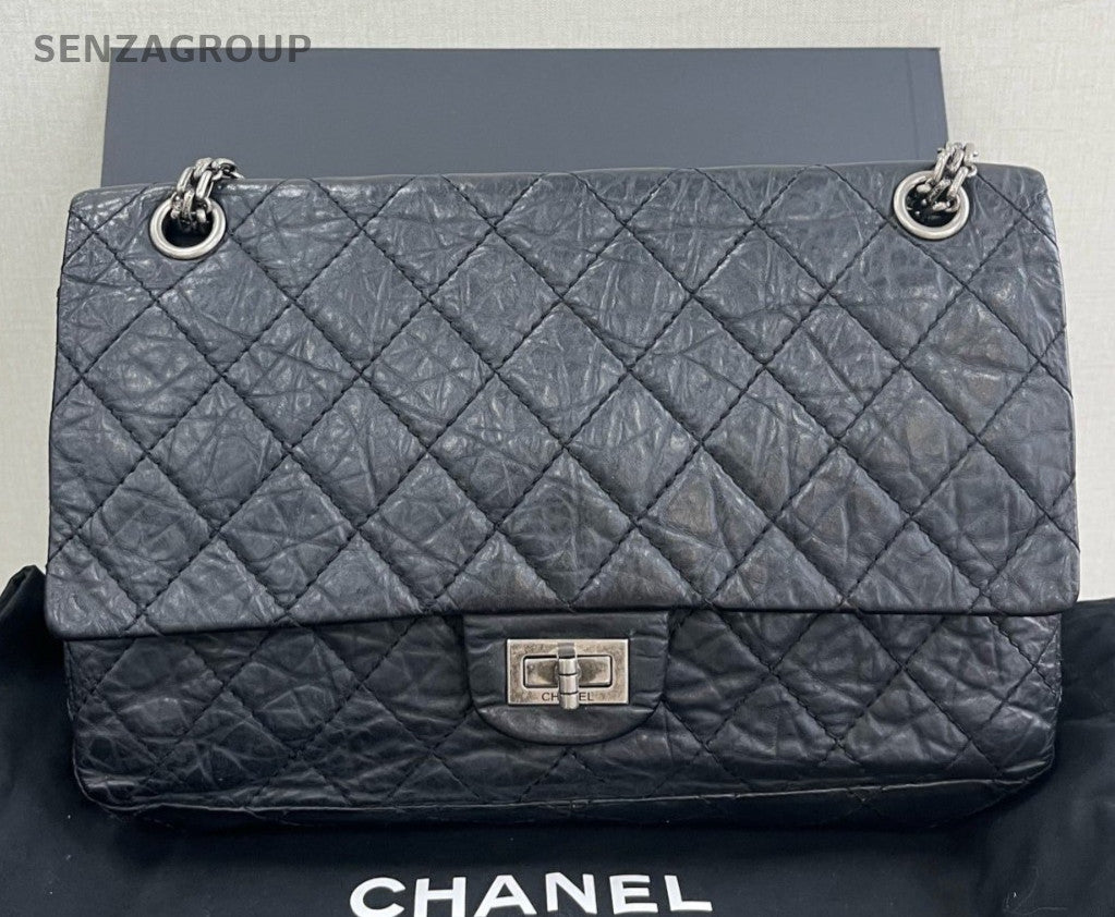 Chanel Diamond GM Chain Crossbody Shoulder Bag Black Silver Used Women Classic