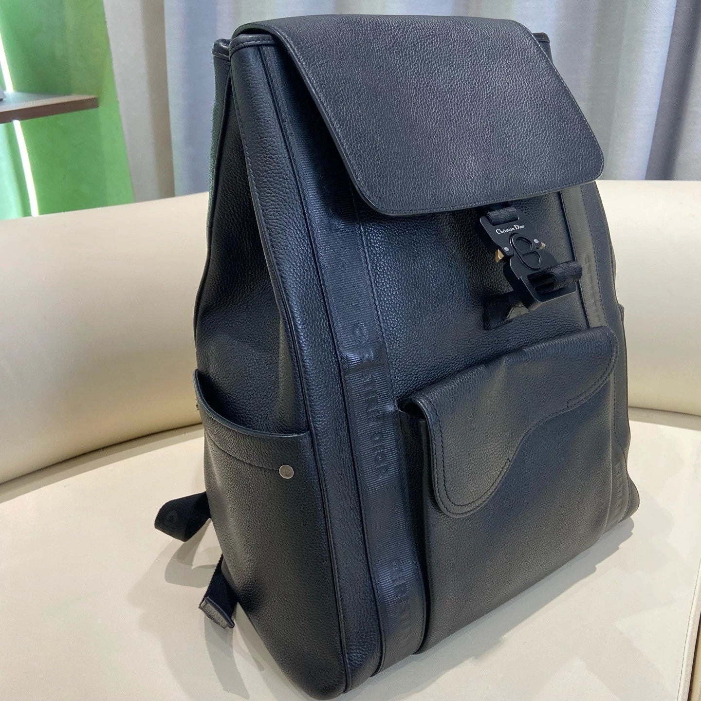Authentic Christian Dior Calfskin Backpack Silver Hardware