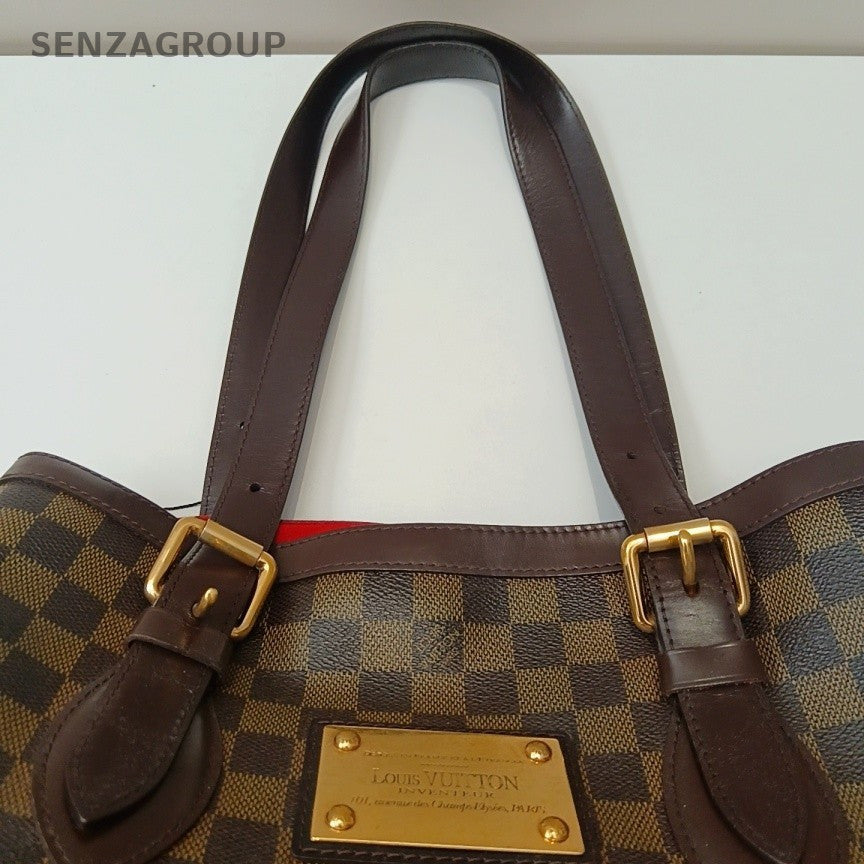 Louis Vuitton Damier Ebene Tote Shoulder Bag Brown Gold Women Classic