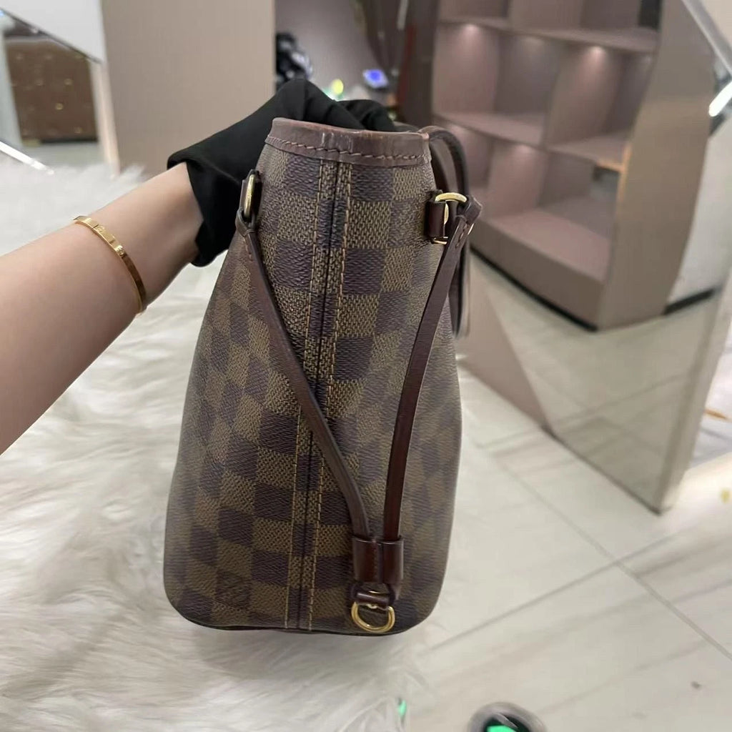 Louis Vuitton Neverfull MM Damier Ebene Shoulder Bag Women Classic
