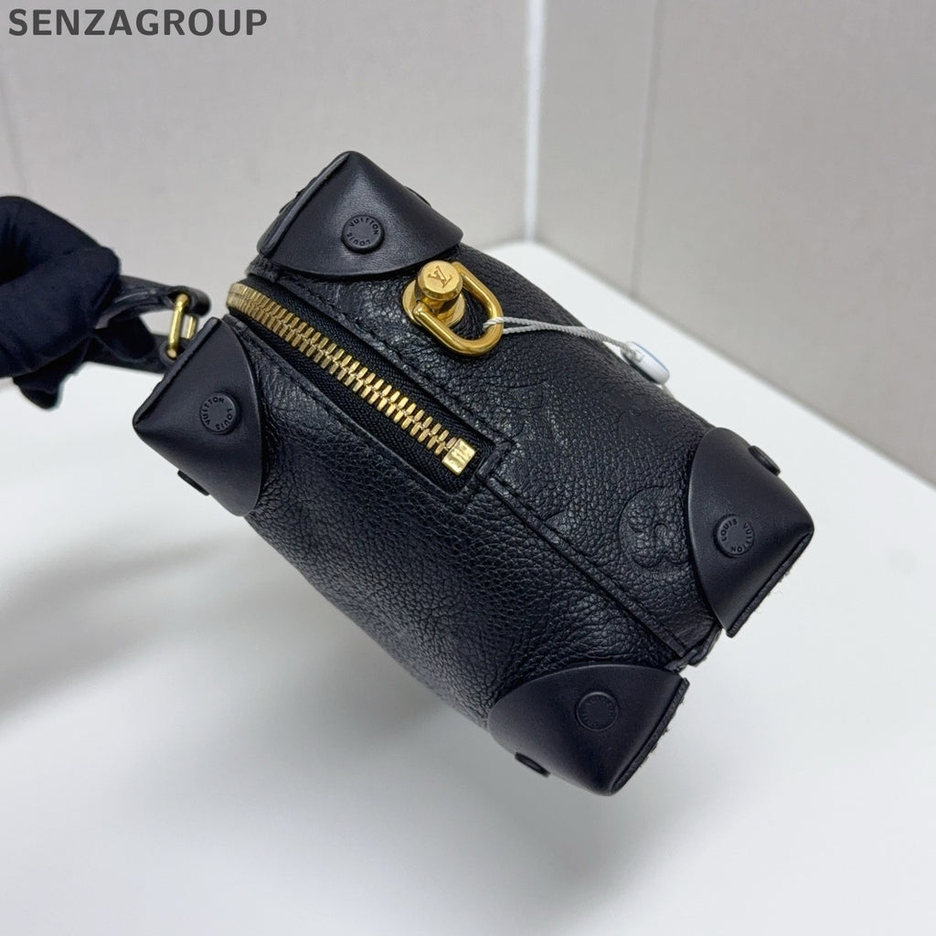 Louis Vuitton Petite Malle Chain Shoulder Bag Black Gold Women's Classic