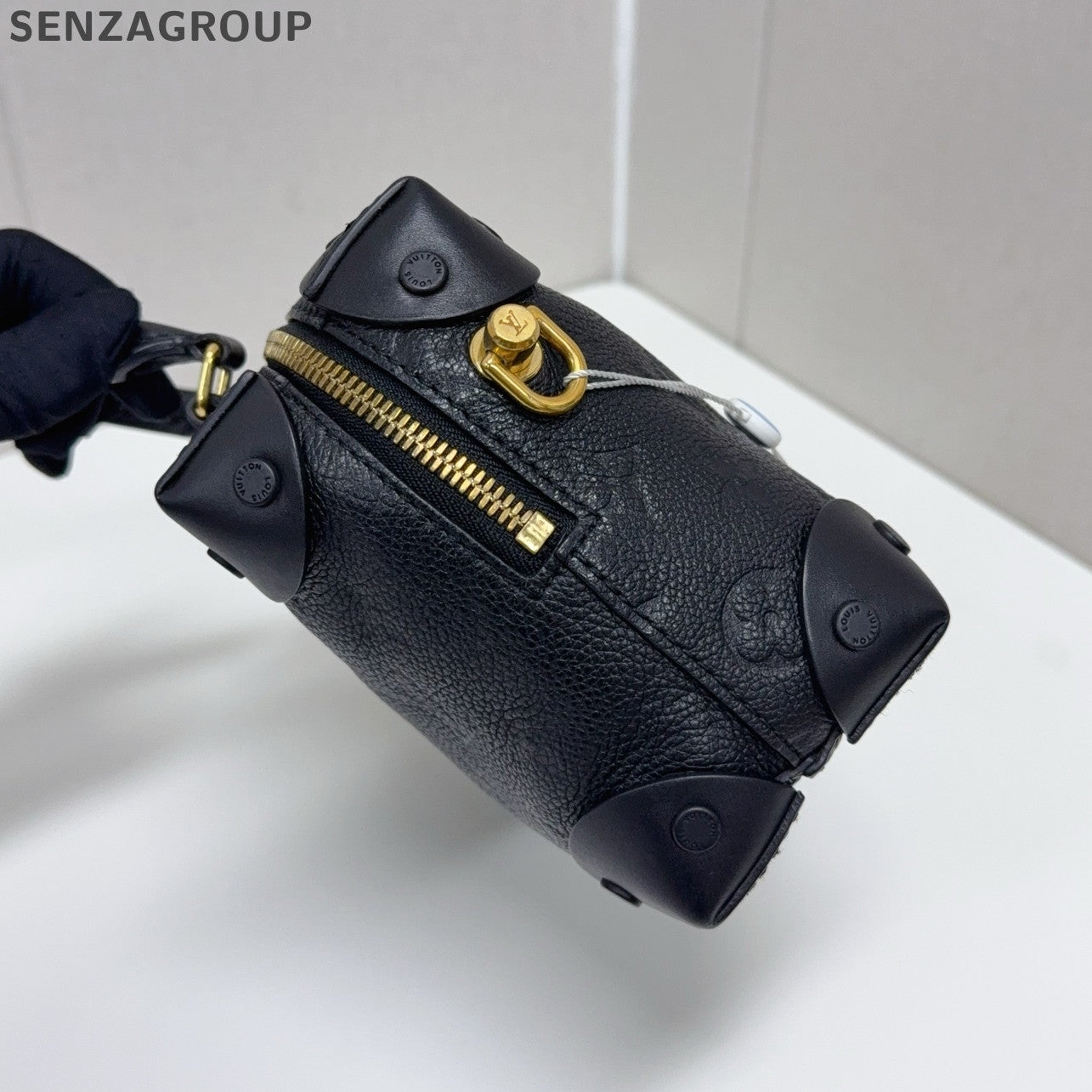 Louis Vuitton Petite Malle Chain Shoulder Bag Black Gold Women's Classic