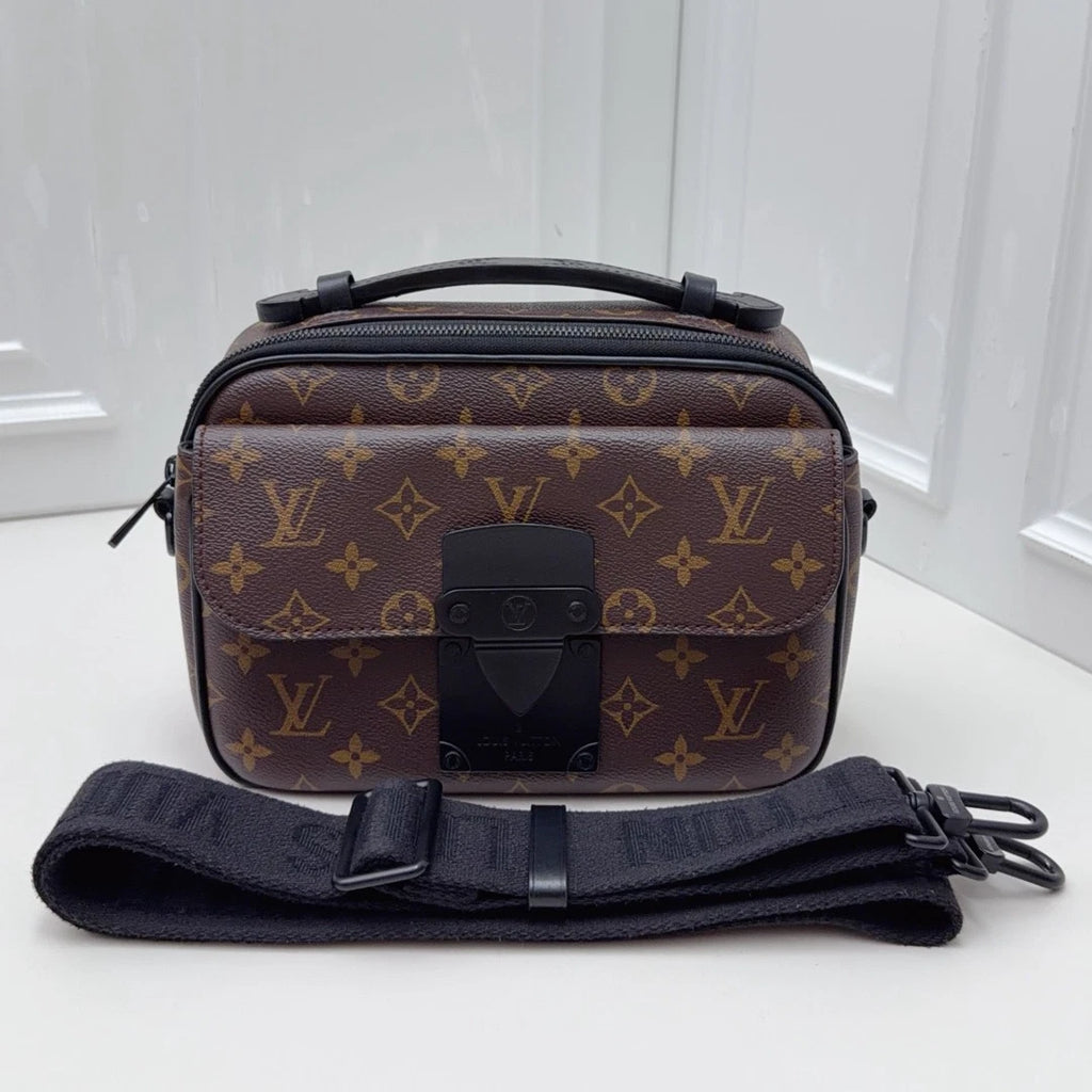 Louis Vuitton Messenger Bag Monogram Top Handle Crossbody Bag Brown Women