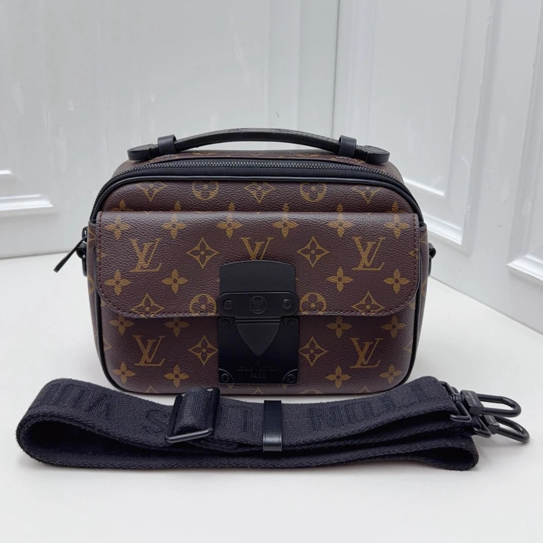 Louis Vuitton Messenger Bag Monogram Top Handle Crossbody Bag Brown Women