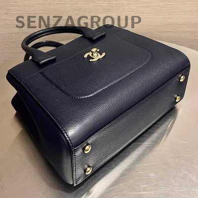 Chanel Blue Gold Hardware Leather Shoulder Bag Classic Women's Fashion