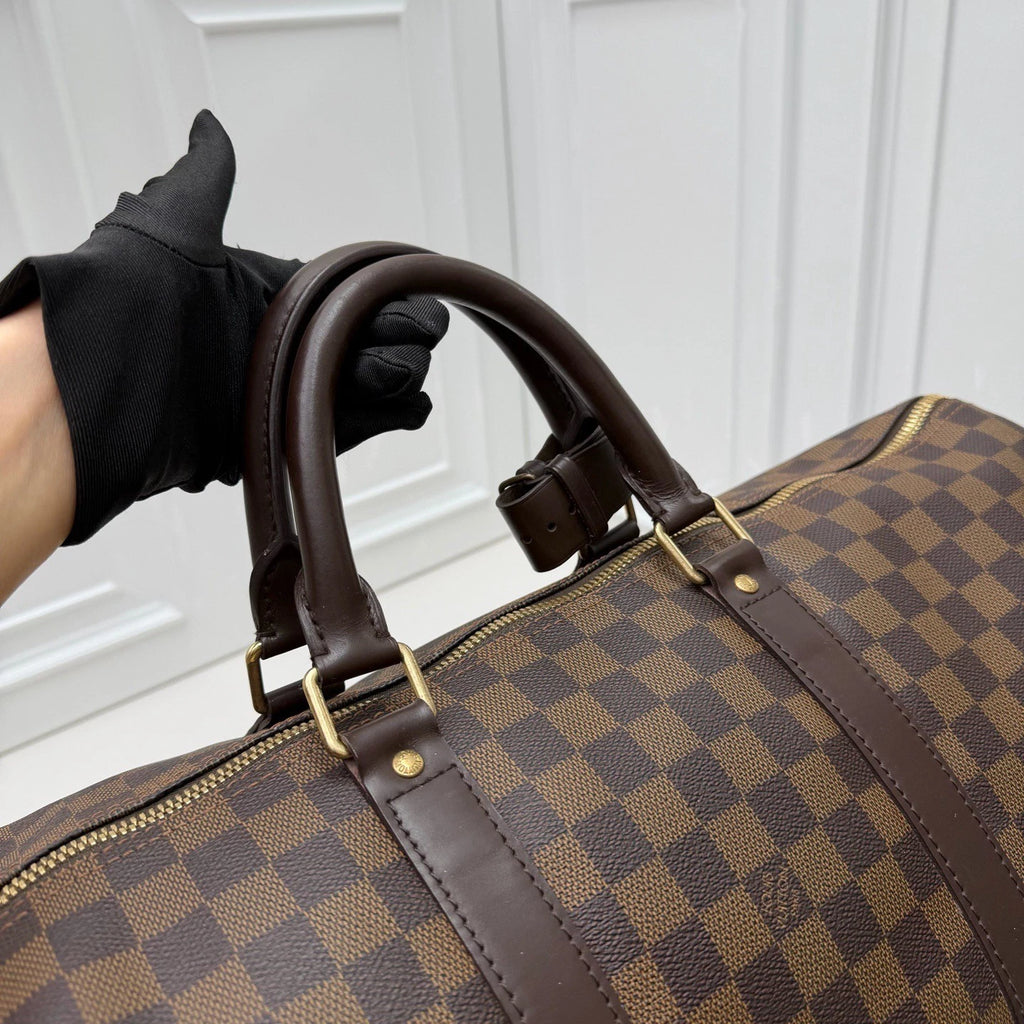 Louis Vuitton Keepall50 Dami<wbr/>er Ebene Top Handle Bag Brown Women