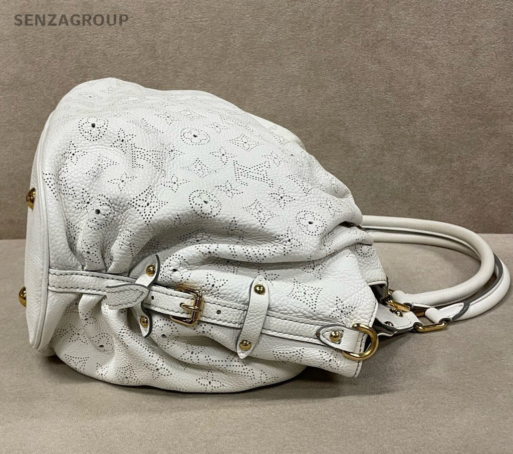 Louis Vuitton Mahina Monogram Top Handle Bag White Gold Women Classic