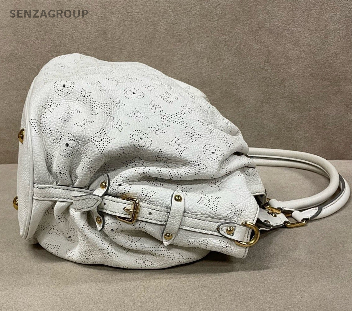 Louis Vuitton Mahina Monogram Top Handle Bag White Gold Women Classic