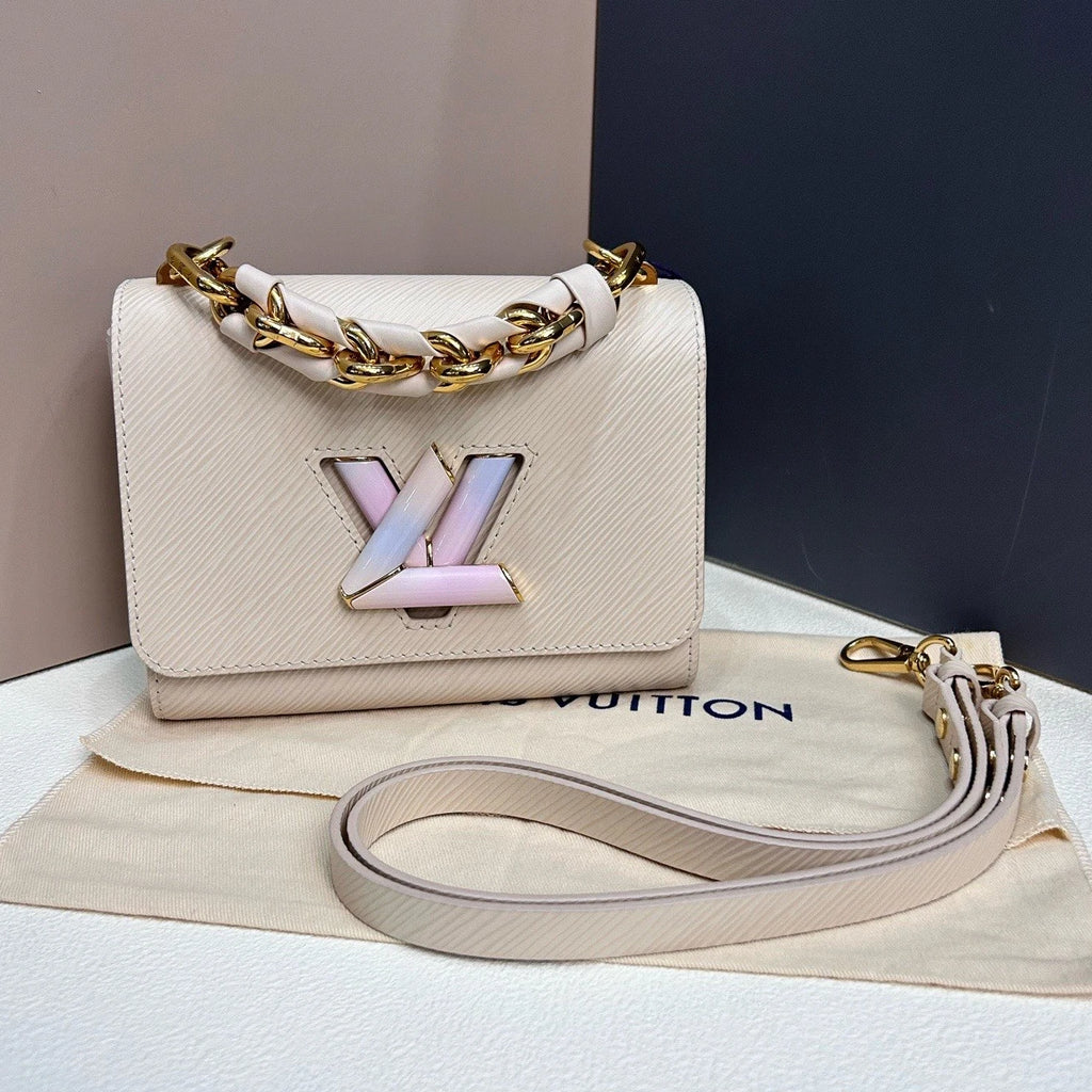 Excellent Louis Vuitton Twist PM Gradient Enamel Chain White Gold Shoulder Bag